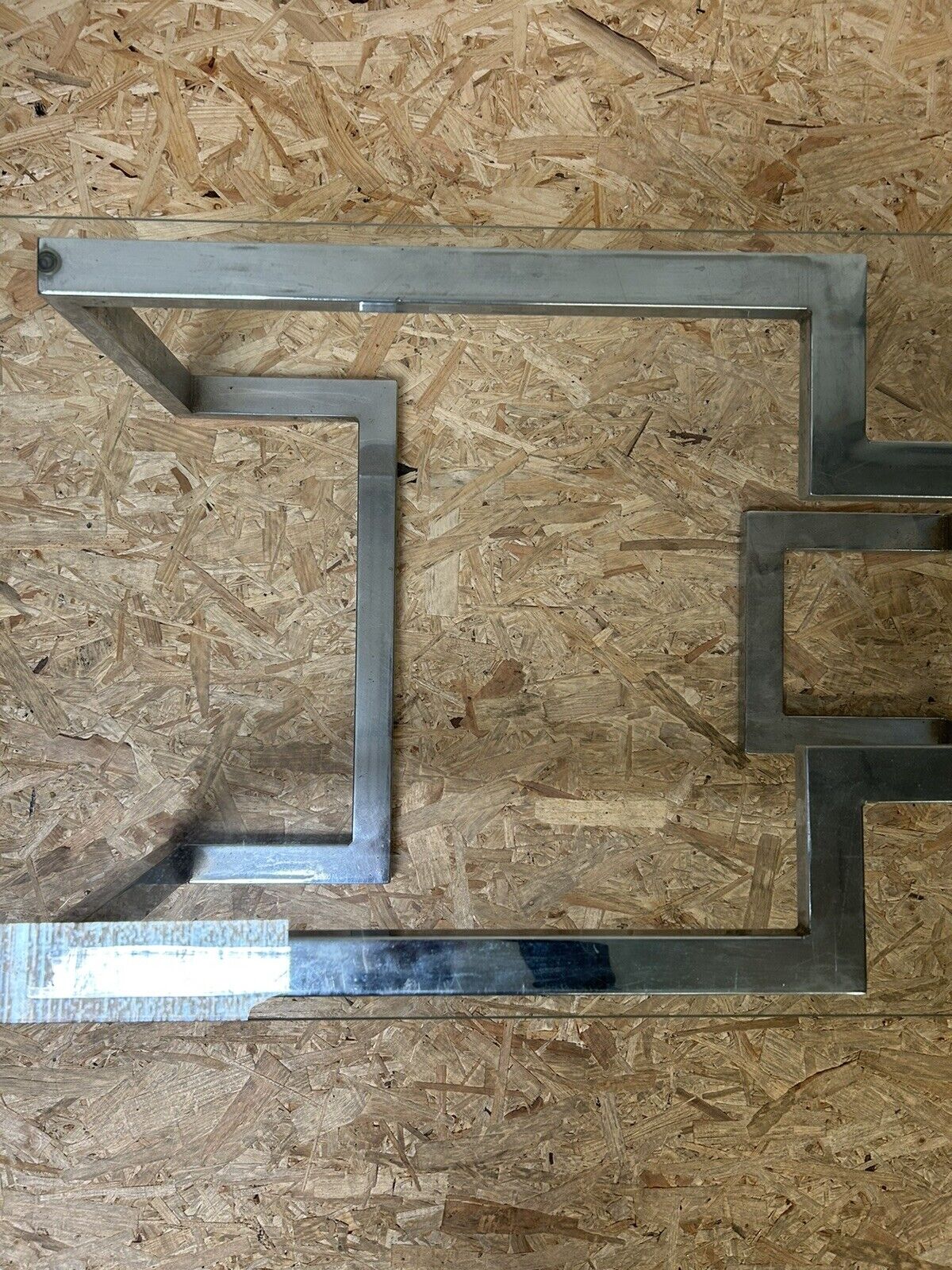 Old glass and chrome coffee table, 70
