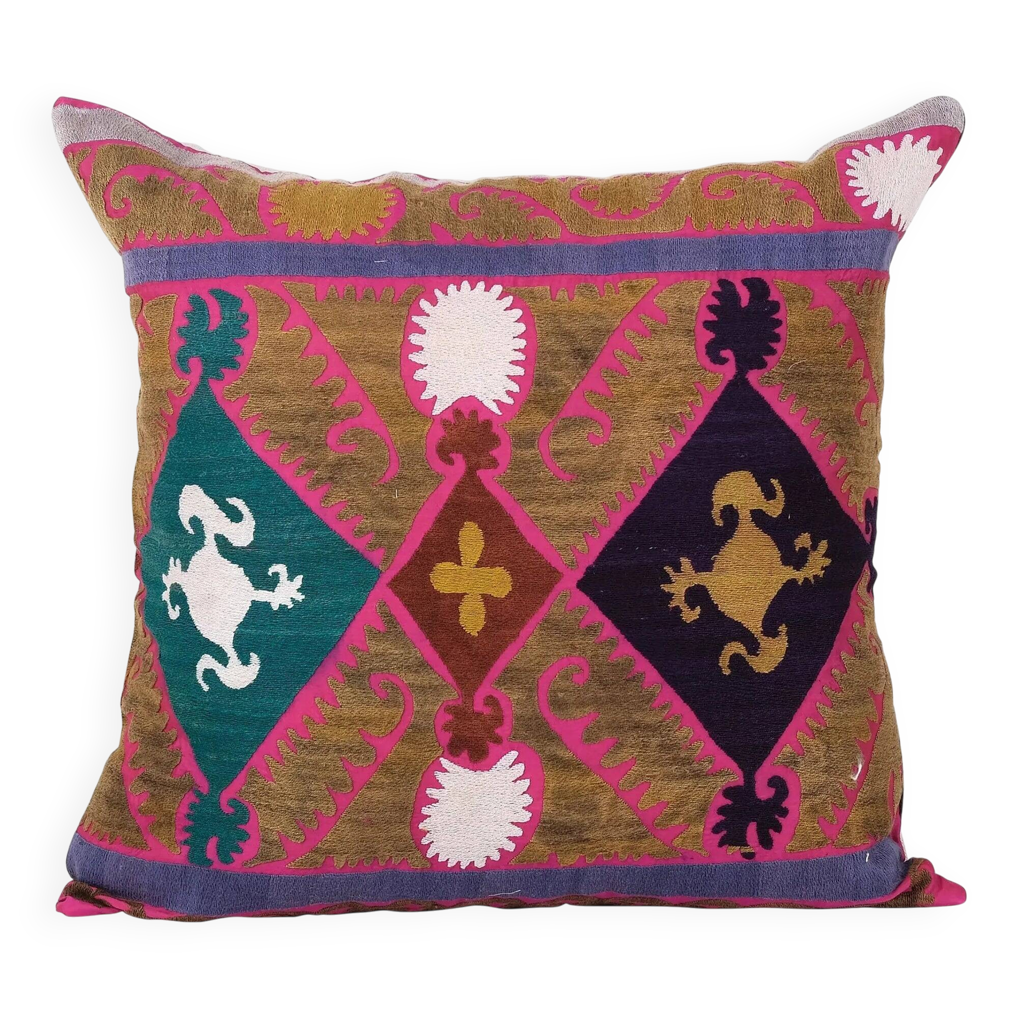 Vintage embroidered cushion cover 66x66 cm