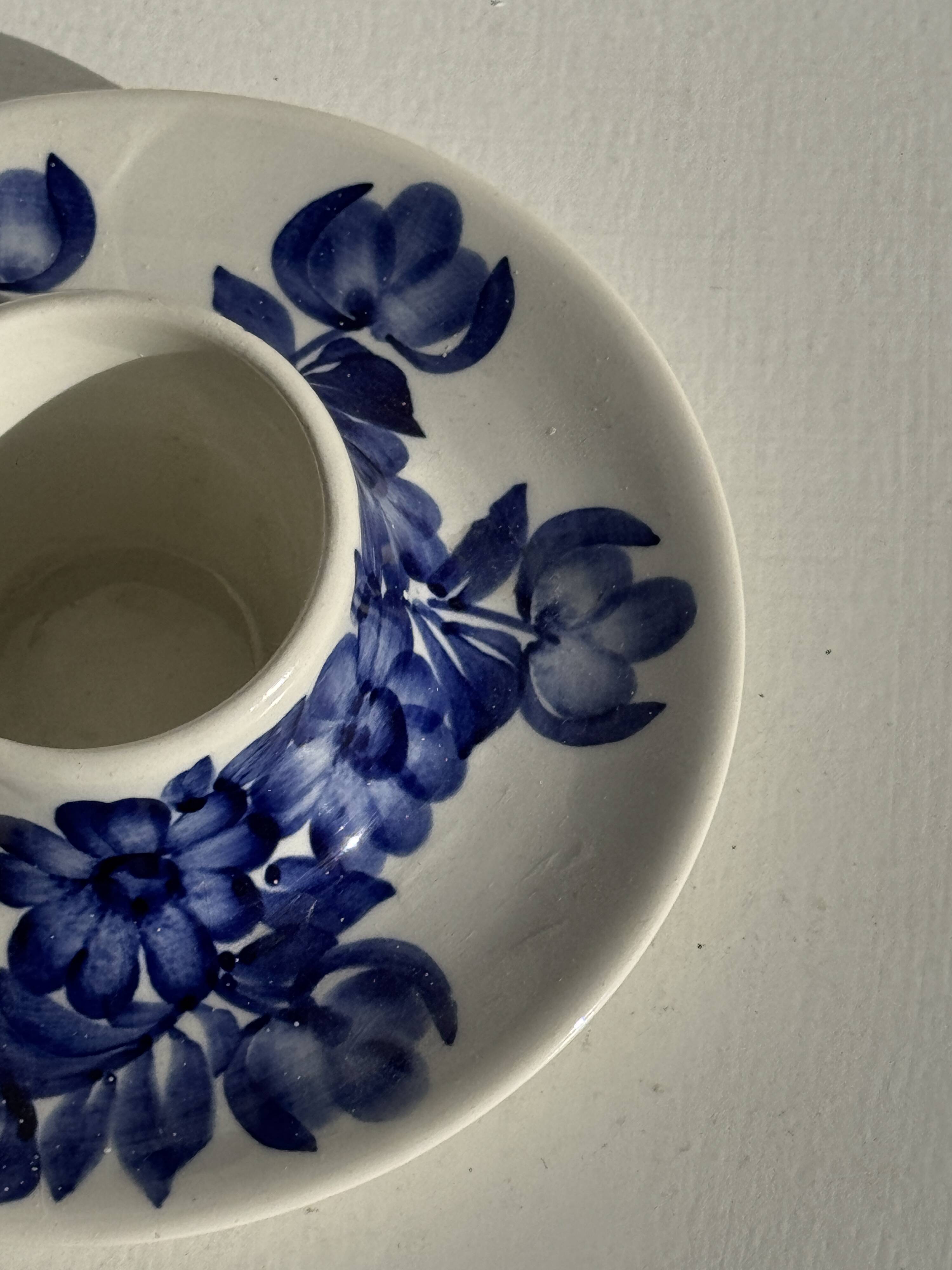 Vintage blue and white hand-held egg cup Poland D13