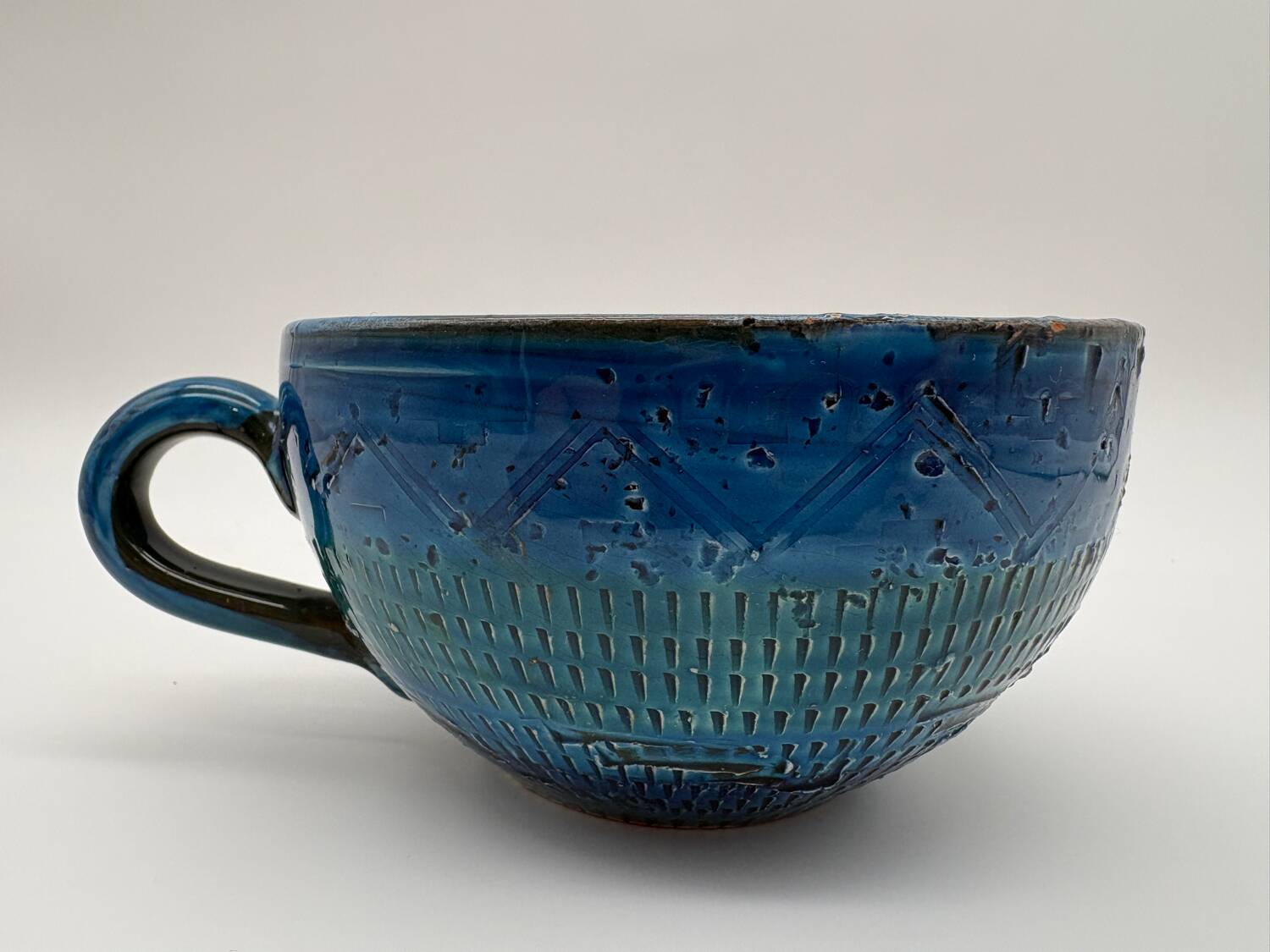 Tasse à thé café, Aldo Londi, Rimini blu, 1969, céramique bleu e vert