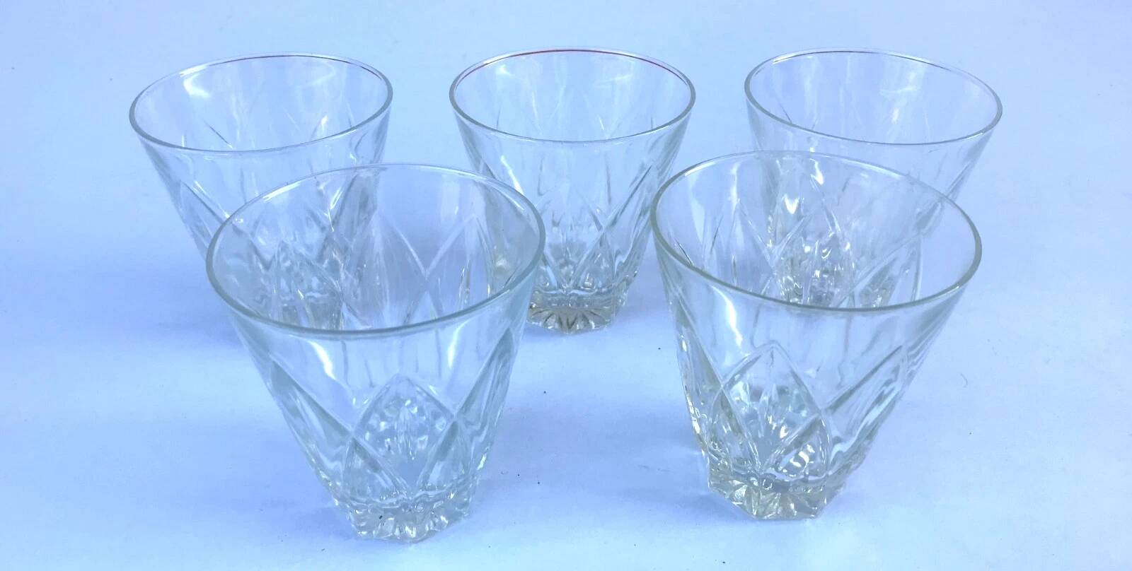 1950s 5 Arlequin glasses Transparent glass