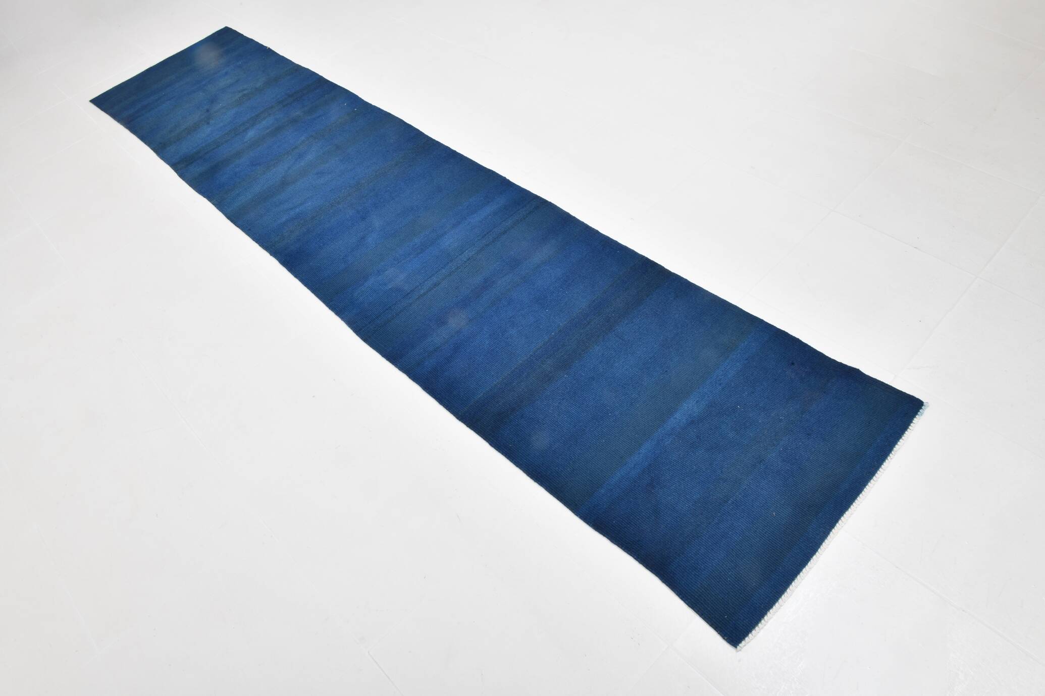 Blue Striped Pattern Kilim Runner Rug, 68x320Cm
