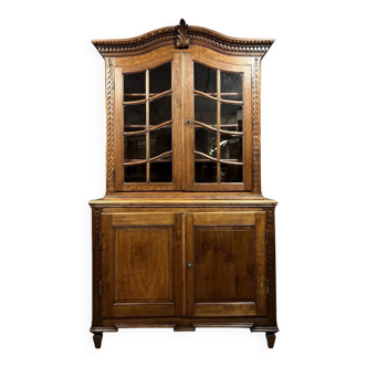 Buffet, bibliothèque Liégeoise en chêne dans le style du 18eme siècle