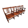 Antique cinema seats linked 4 pcs red brown