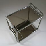 Brushed metal and smoked glass trolley or serving cart, Italy 1970s