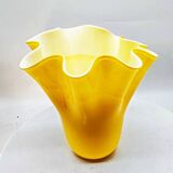 1970S Stunning Jacketed Fazzoletto Vase in Murano Glass. Made in Italy