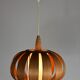 Scandinavian-style wooden pendant light.