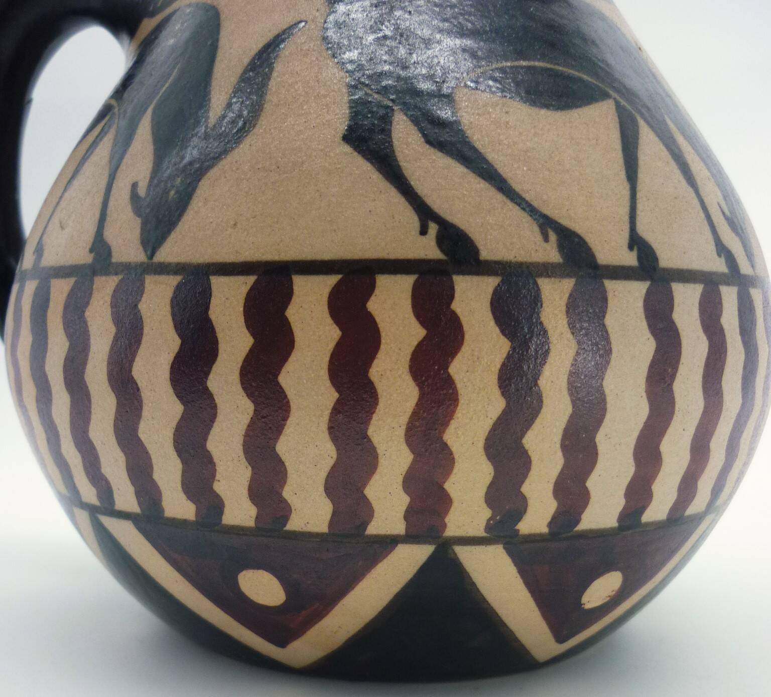 Vase pichet, céramique émaillée, art déco, E. Vilotte Ciboure, antilopes