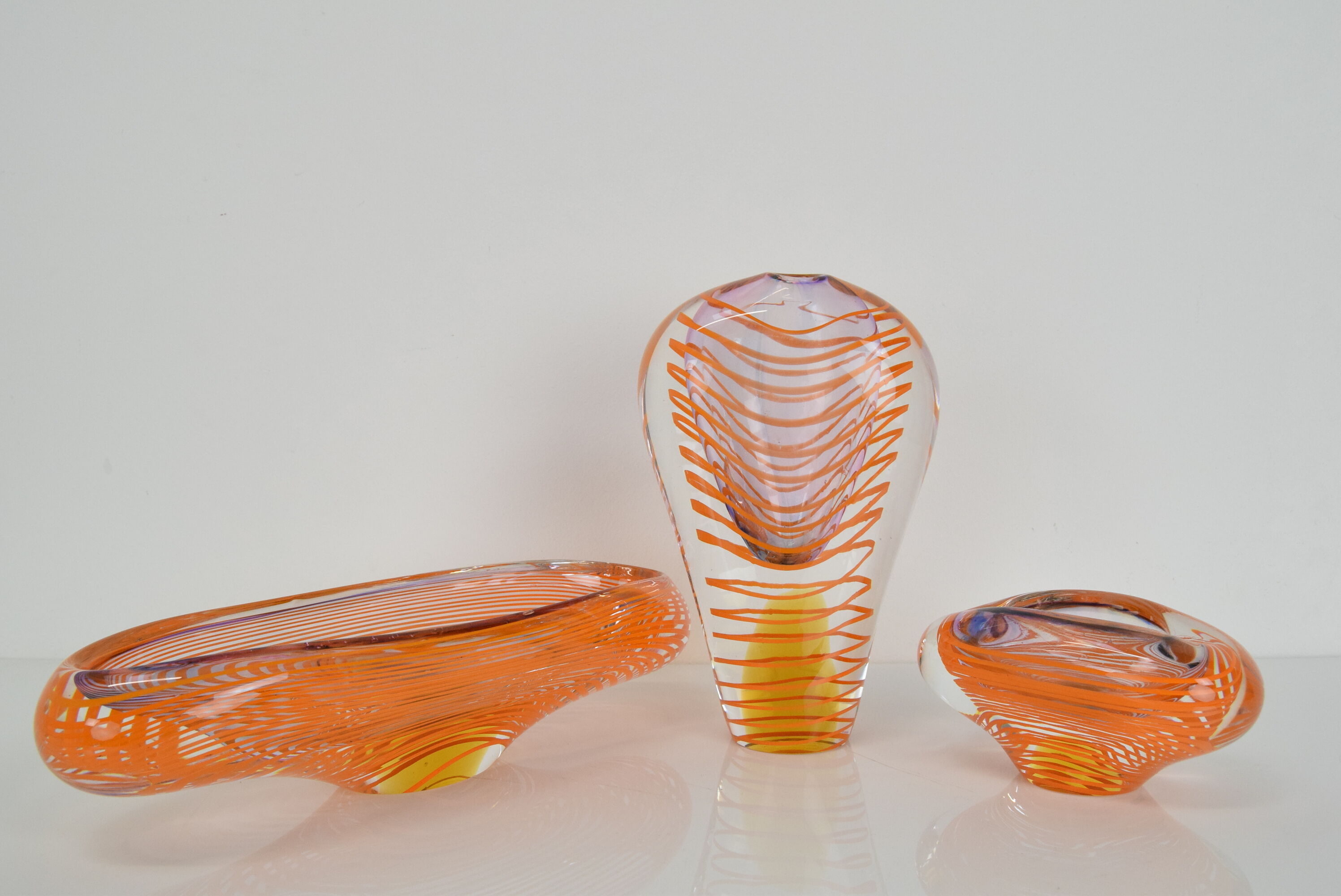 Set of Art Glass by Ivo Rozsypal,Czechoslovakia,1970's.