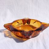 Vintage amber glass ashtray 70s