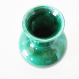 Green iridescent ceramic vase