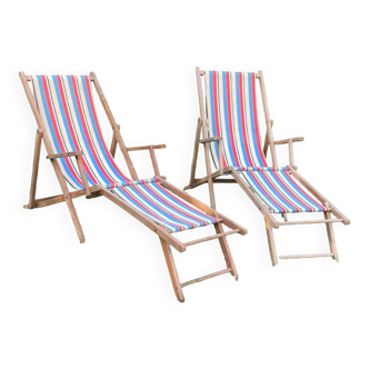 Chaises longues bain de soleil époque début XXe