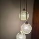 Suspension cascade three globes in cut glass vintage and pink wire