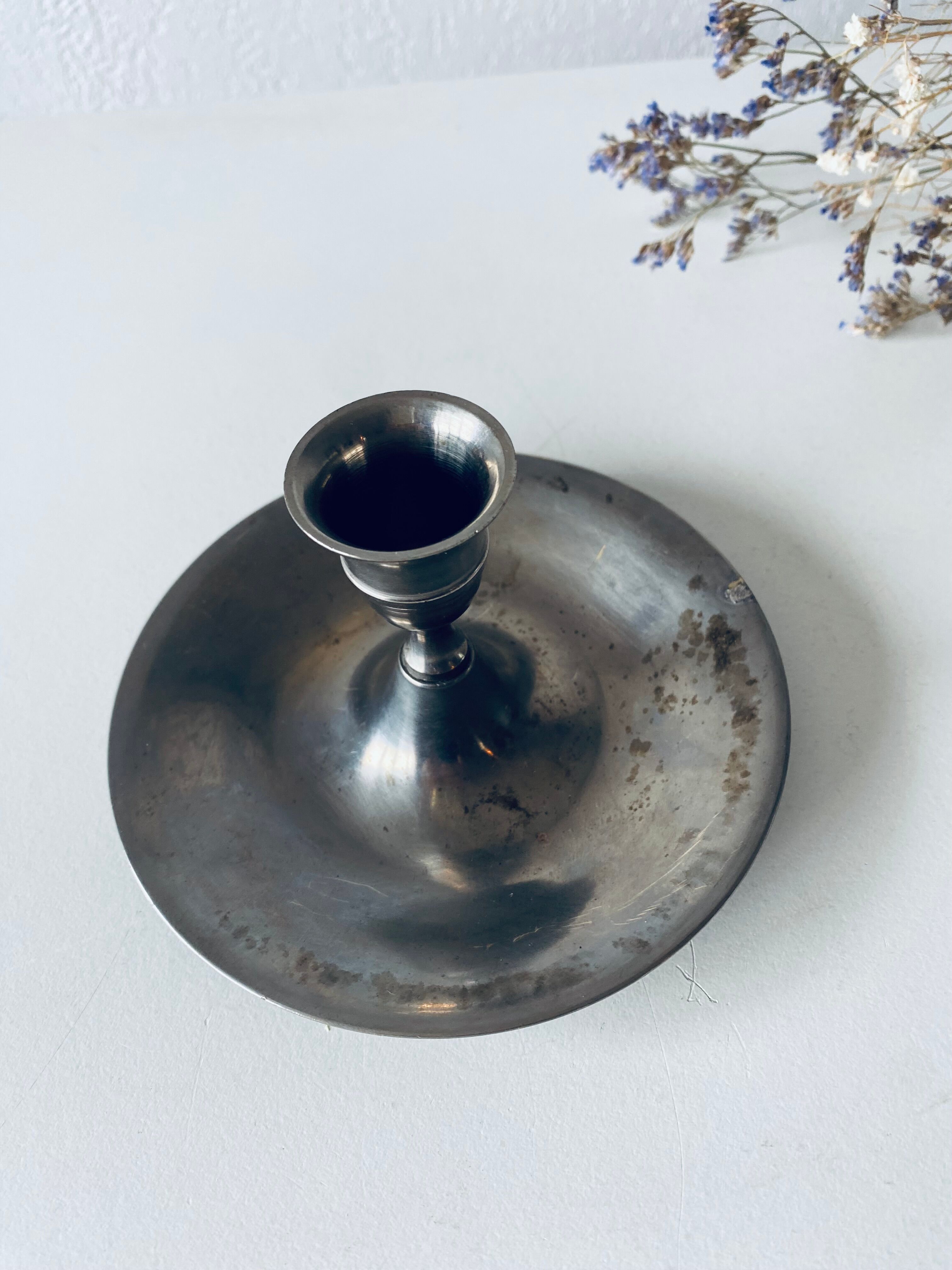 Old silver candle holder