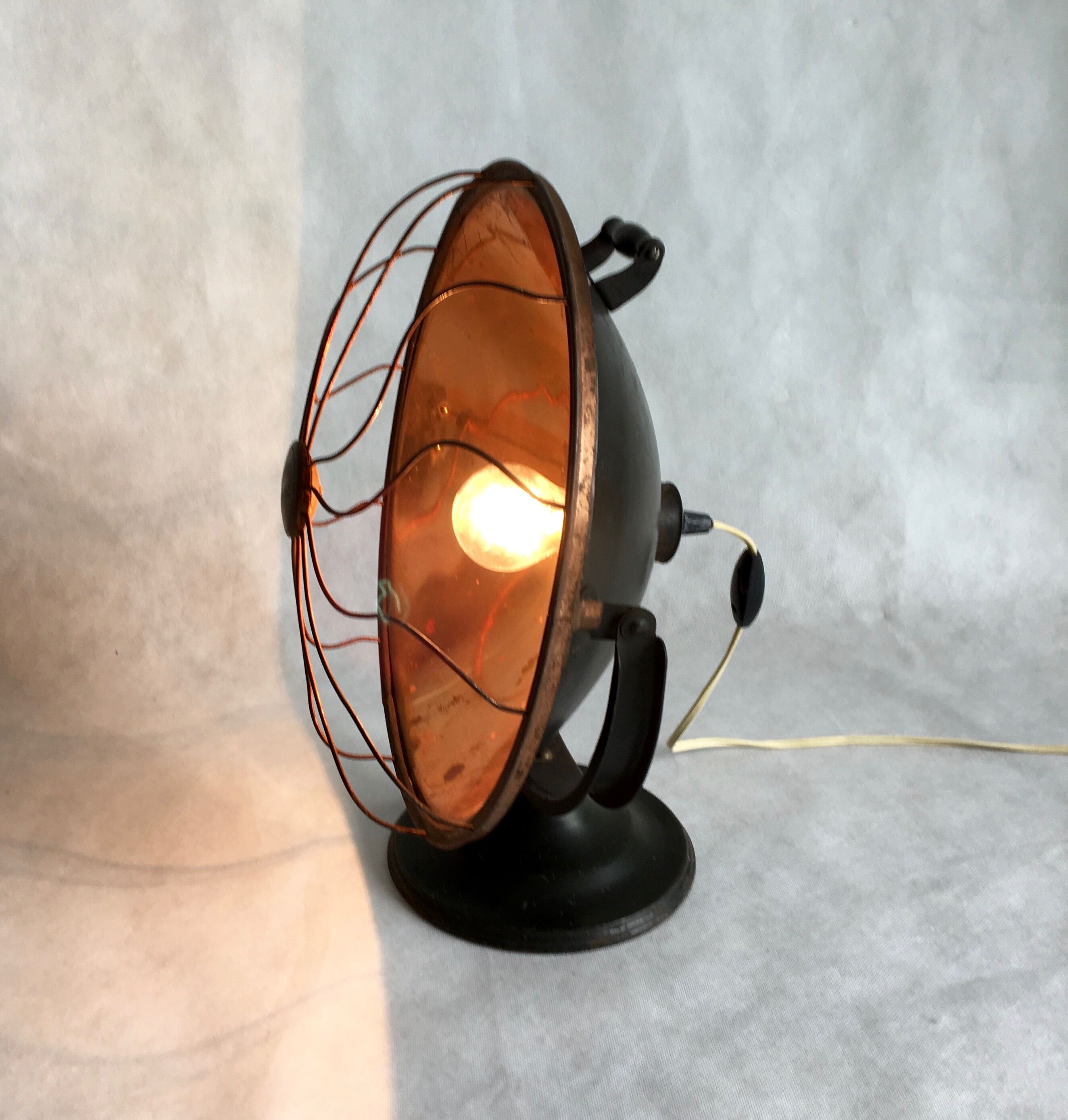 "Simplex Sunbowl" Copper Floor Heater Table Lamp, 1920s