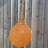 Orange rattan pendant light