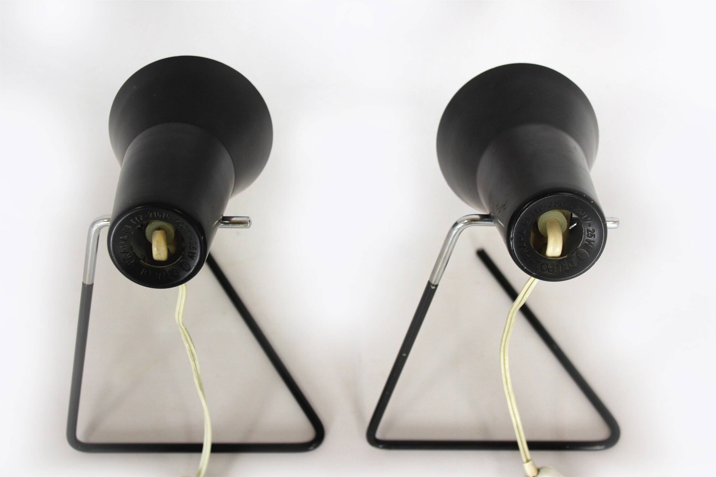 Lampes de table noires par Josef Hurka pour Drupol, années 1960, lot de 2