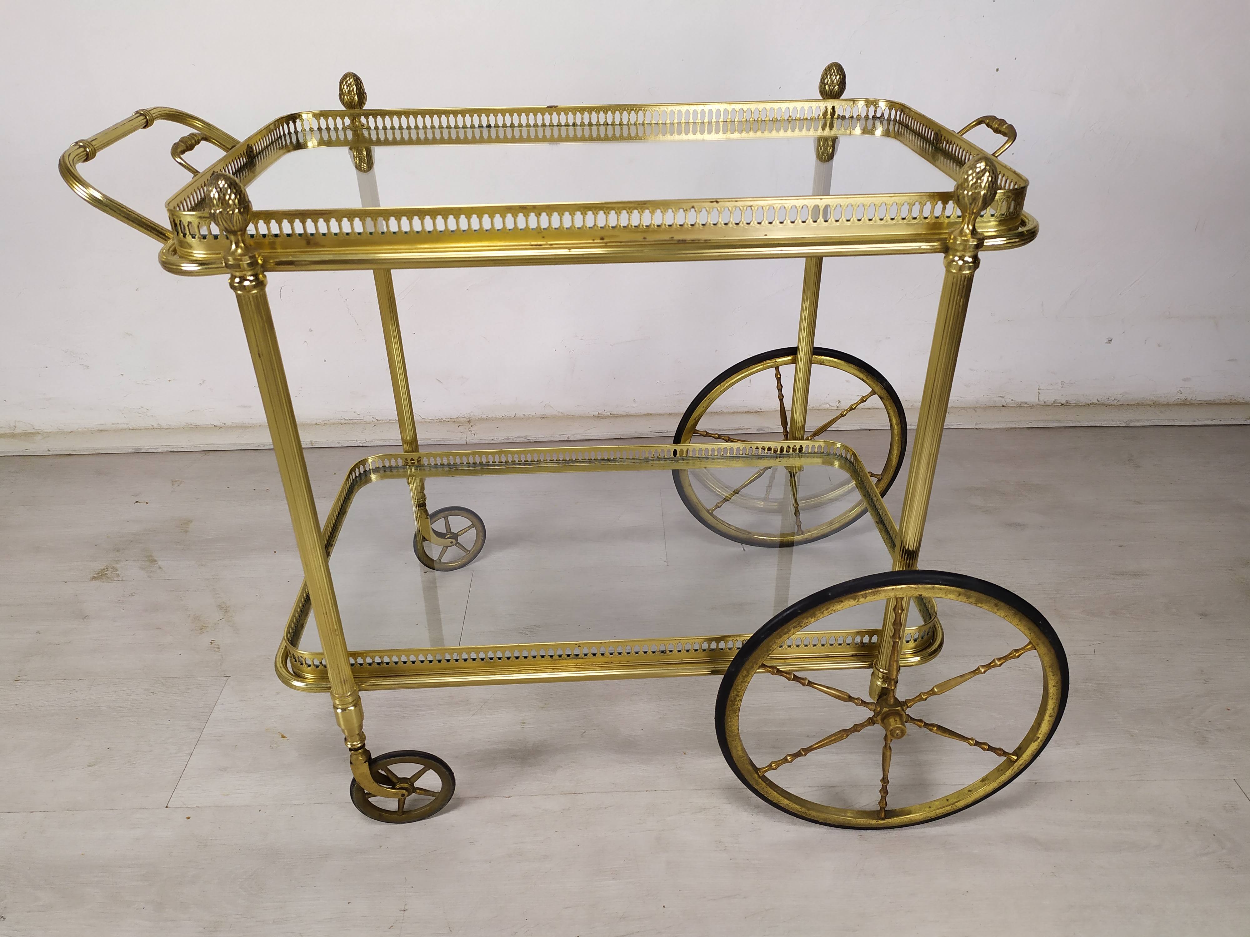 Vintage brass bar trolley service