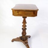 Anitque Side/Sewing Table On Column Made In Mahogany From 1890s