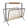 Metal magazine rack, wooden handle