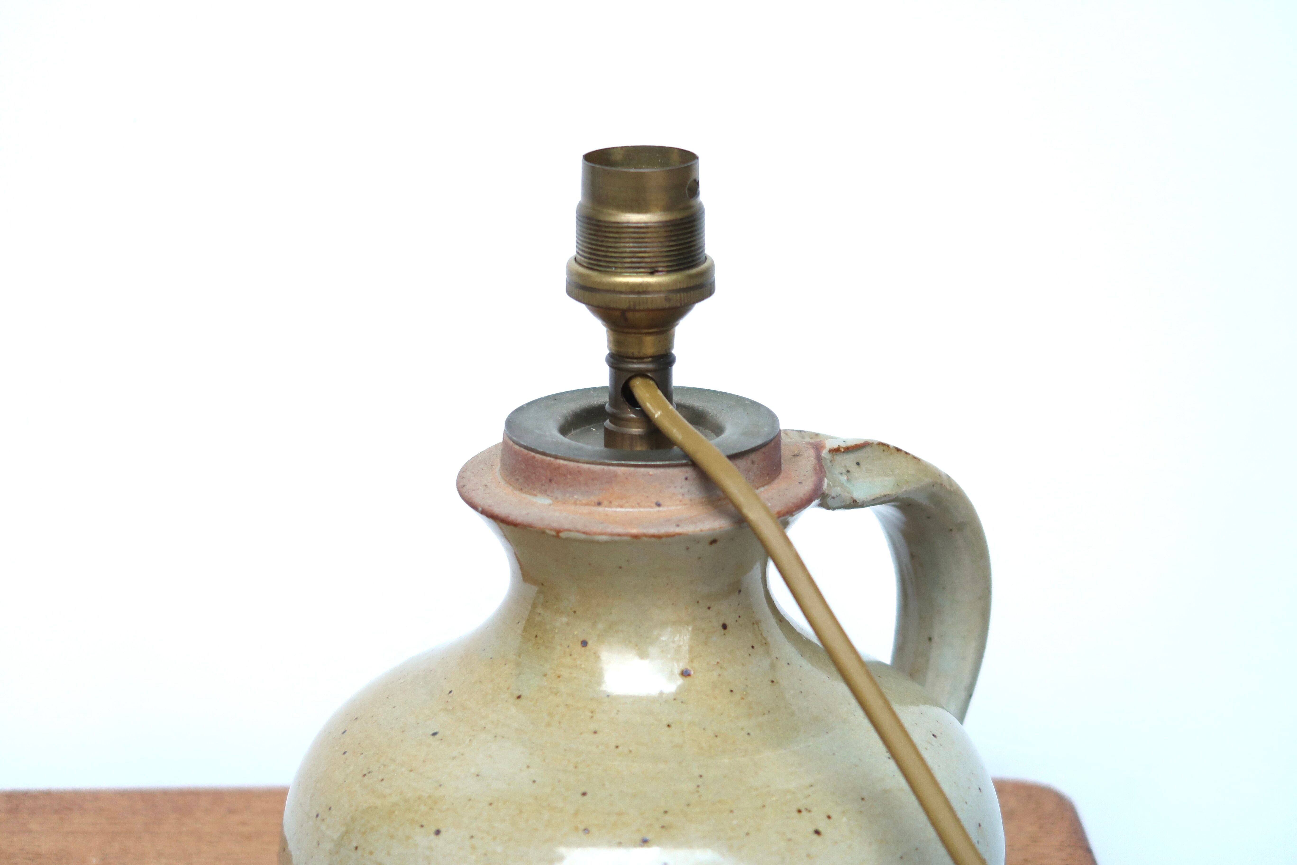 Sandstone lamp, wool lampshade, 60s