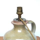 Sandstone lamp, wool lampshade, 60s