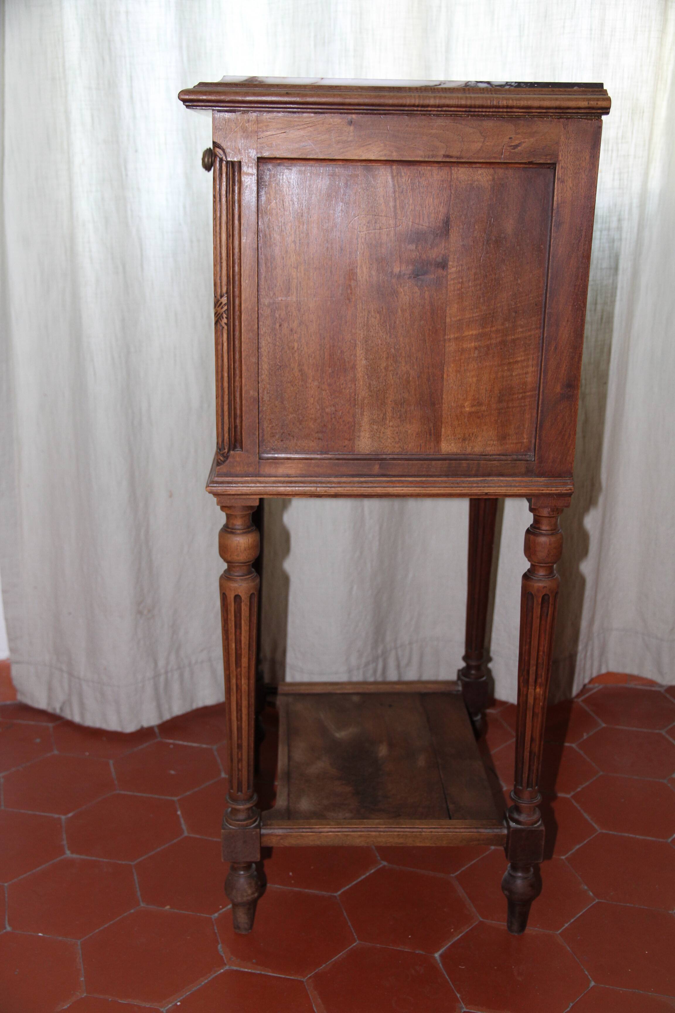 Wooden and marble bedside table