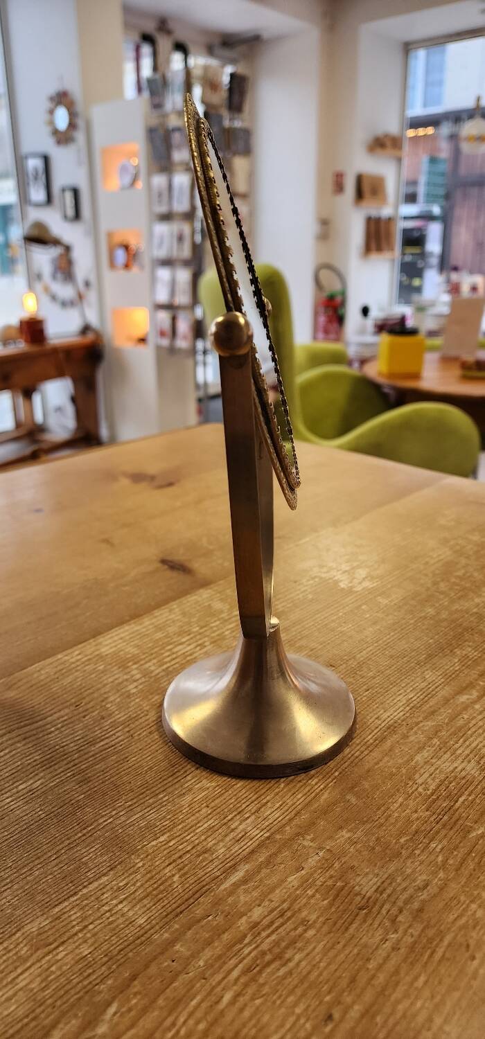 Brass standing mirror