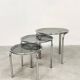 Vintage side tables in chrome and smoked glass by Italian design Mimiset