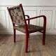Fauteuil vintage en bois rouge et corde