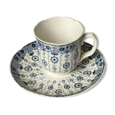 Old iron earth cup U and C Digoin Sarreguemines model Guipure blue vintage tableware