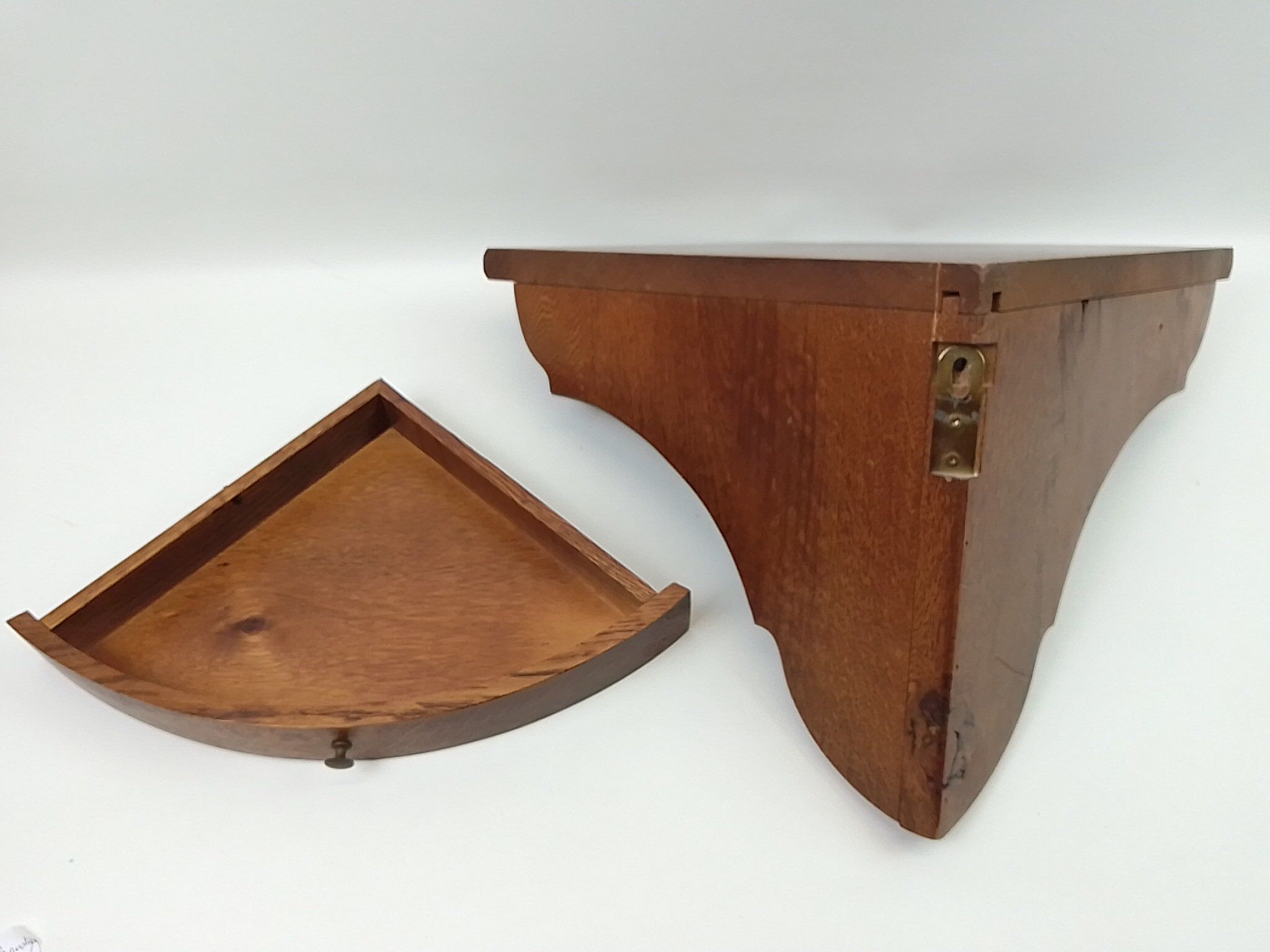 Rustic corner shelf one wooden drawer