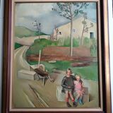 Oil painting on canvas signed lucienne tessier du cros