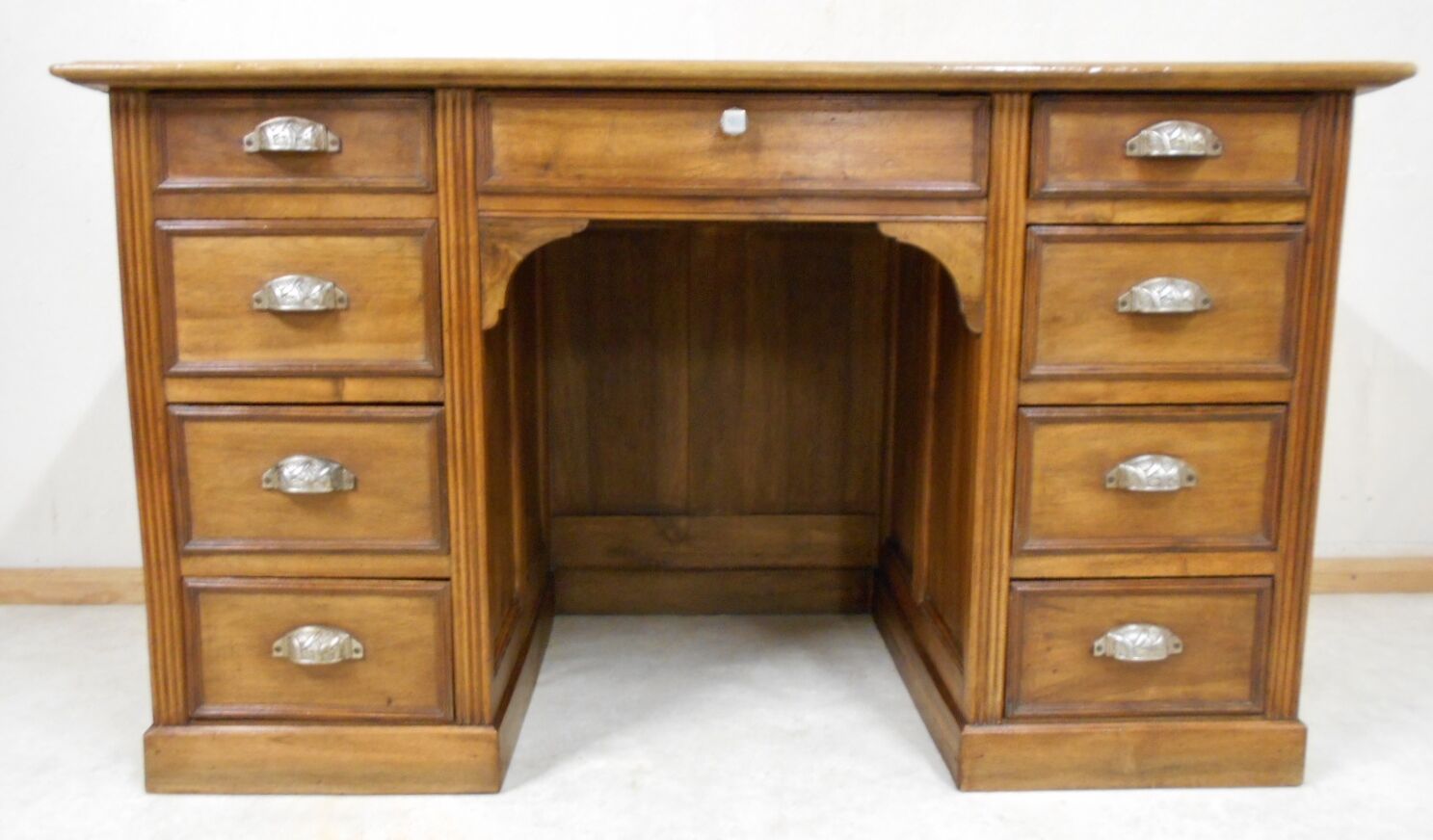 Coffered walnut desk