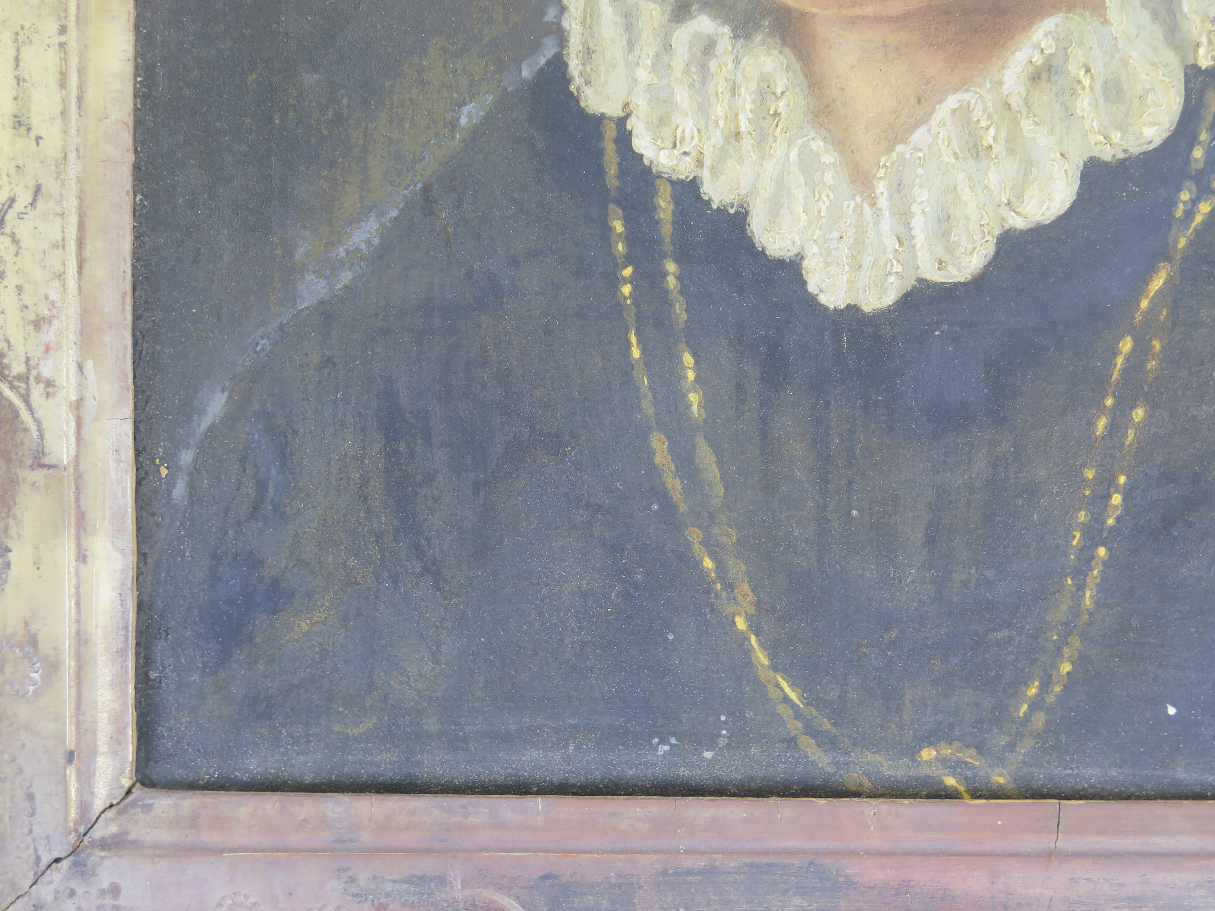 Antique 19th Century Portrait of a Woman French Flemish School Oil Painting