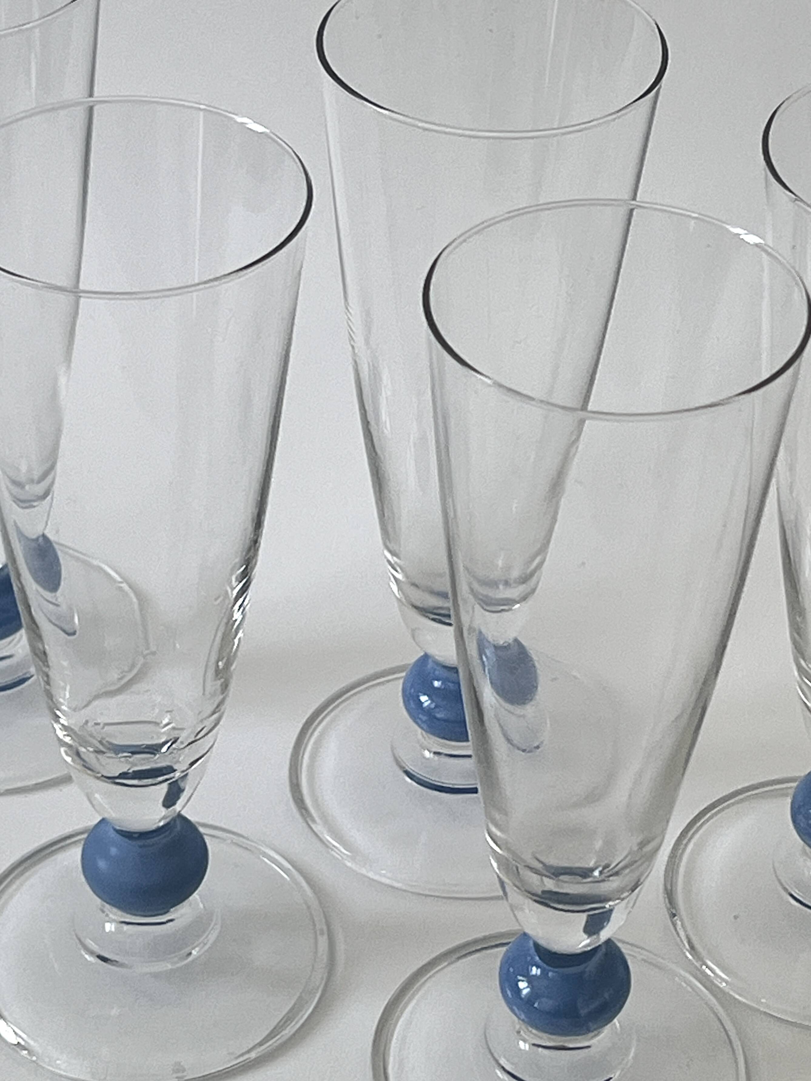 Set of 5 Murano glass glasses, circa 1970.