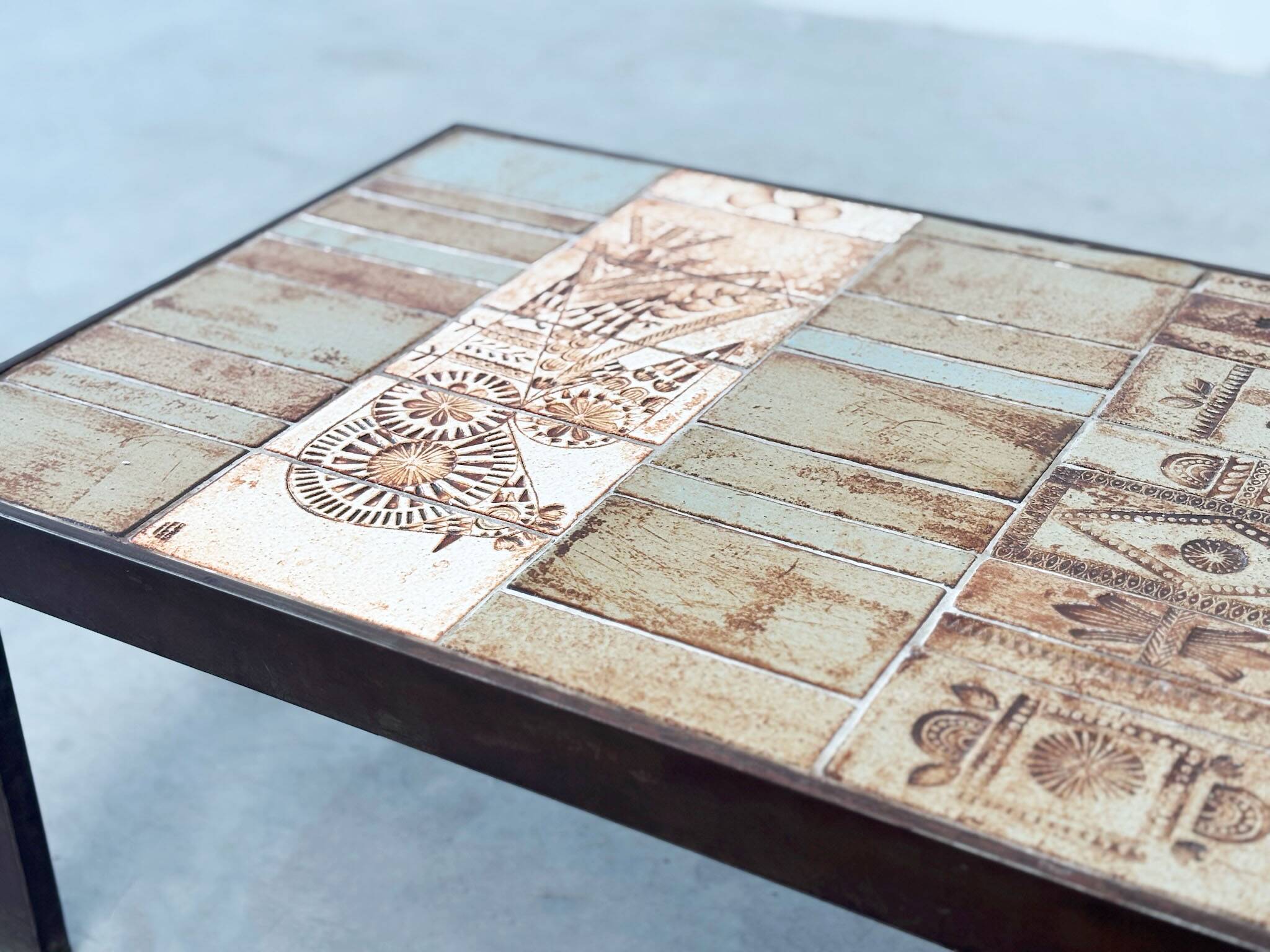 Roger Capron steel and ceramic coffee table