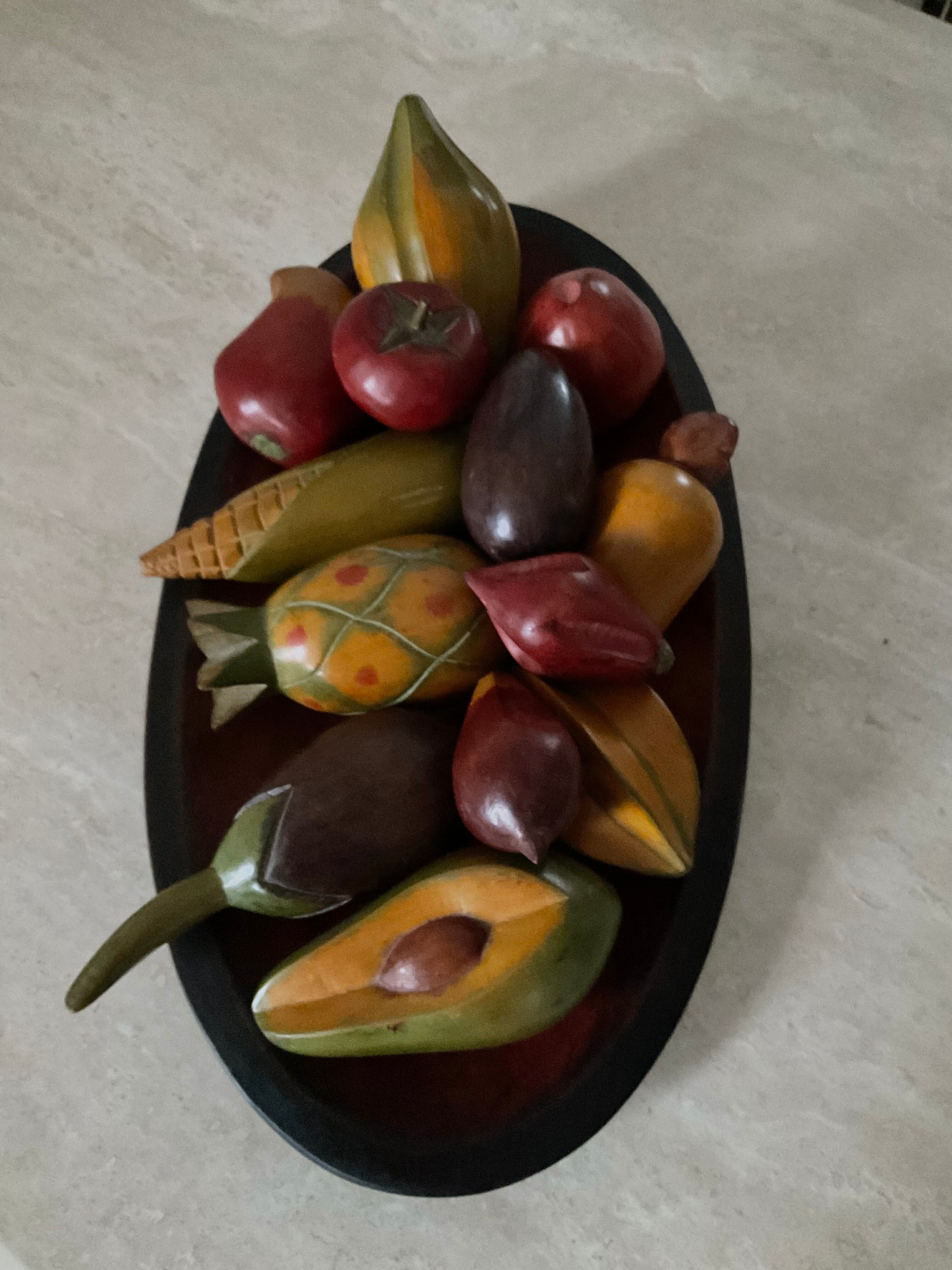 Vintage wooden fruit platter