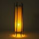 Large bamboo & linen floor lamp by Louis Sognot