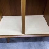 French wardrobe with tapered legs, 3 doors, 1 mirror (27*130), and 1 drawer.