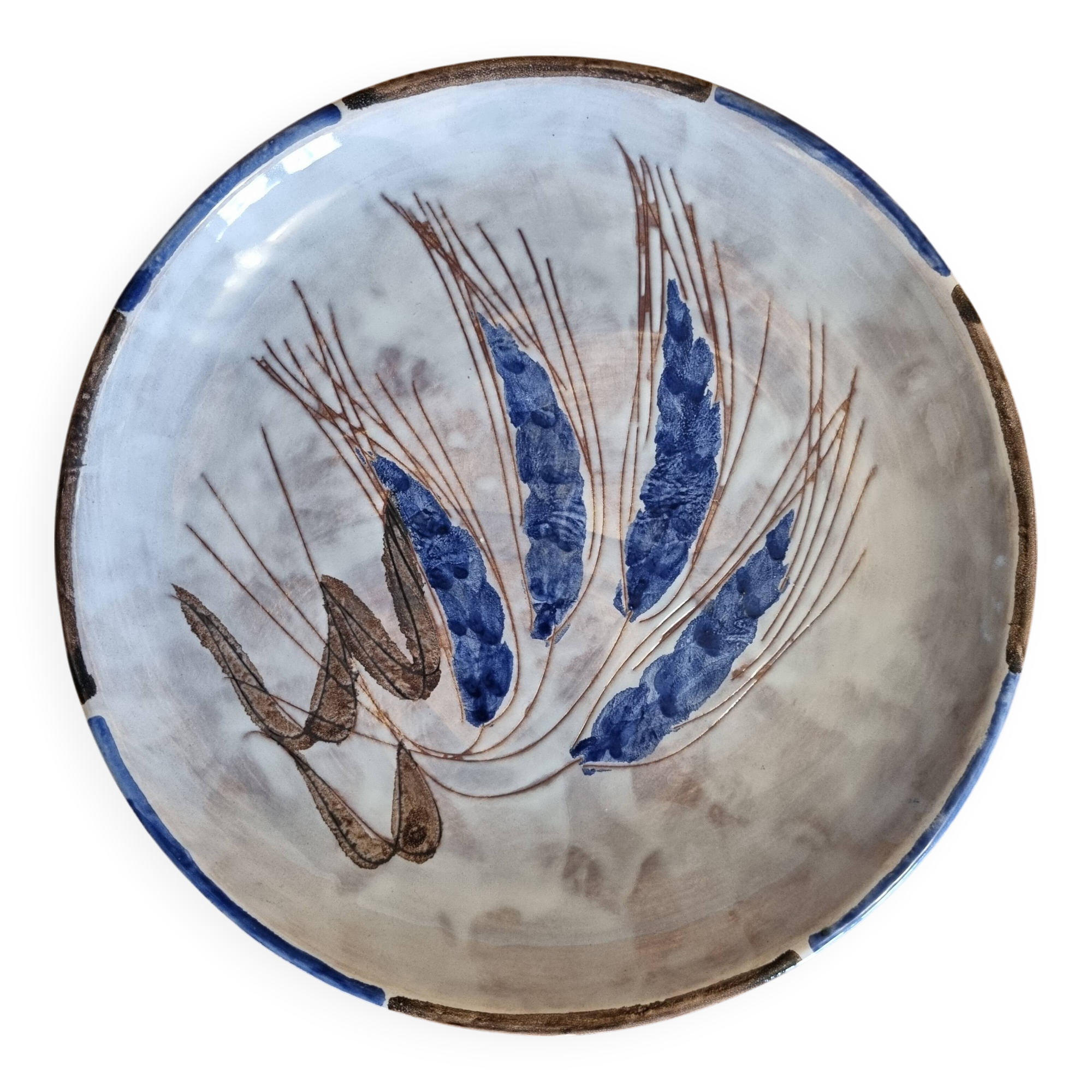 Ceramic plate from Brescon A Martin Vallauris with Wheat Ear motif