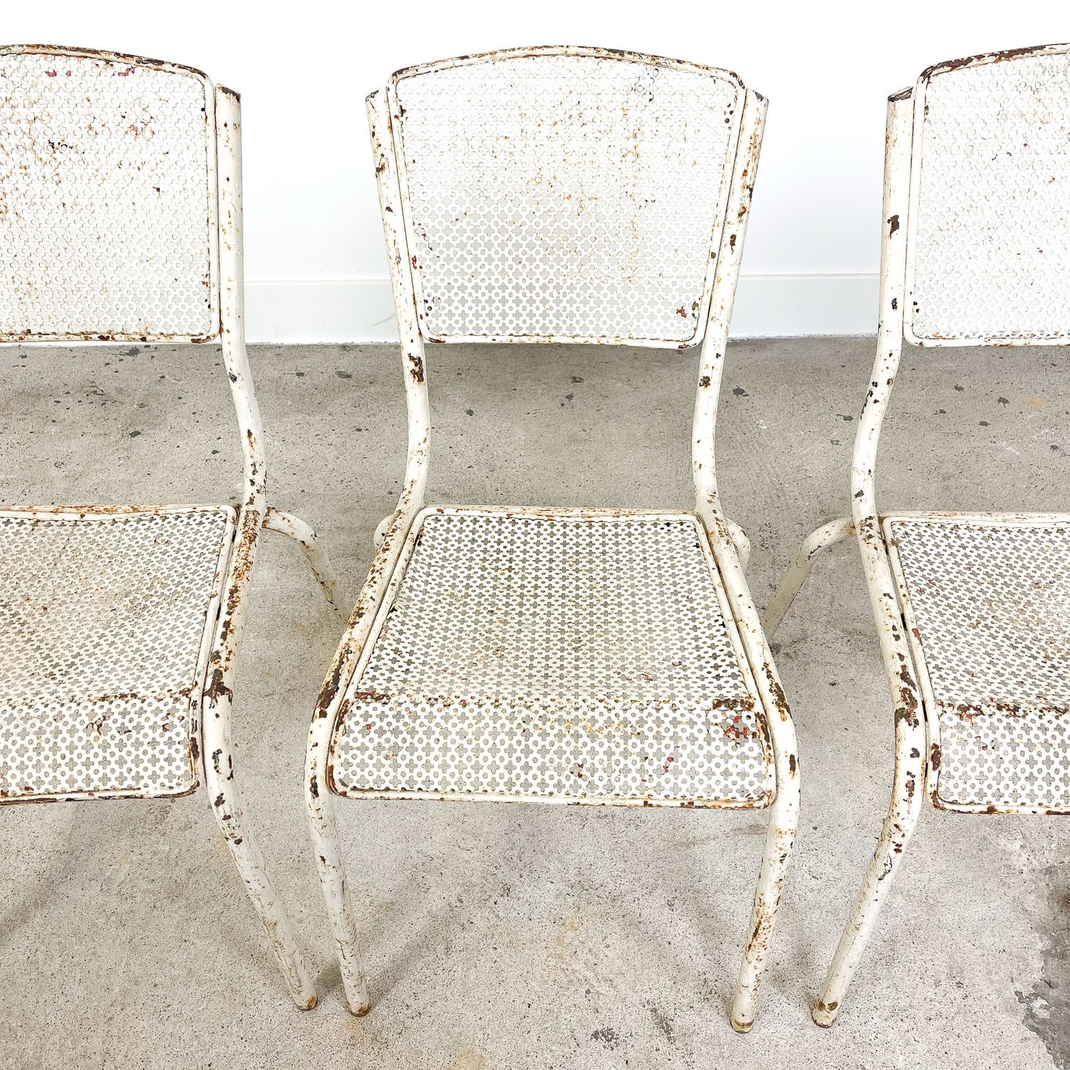 Set of three vintage industrial bistro chairs by Matieu Matego
