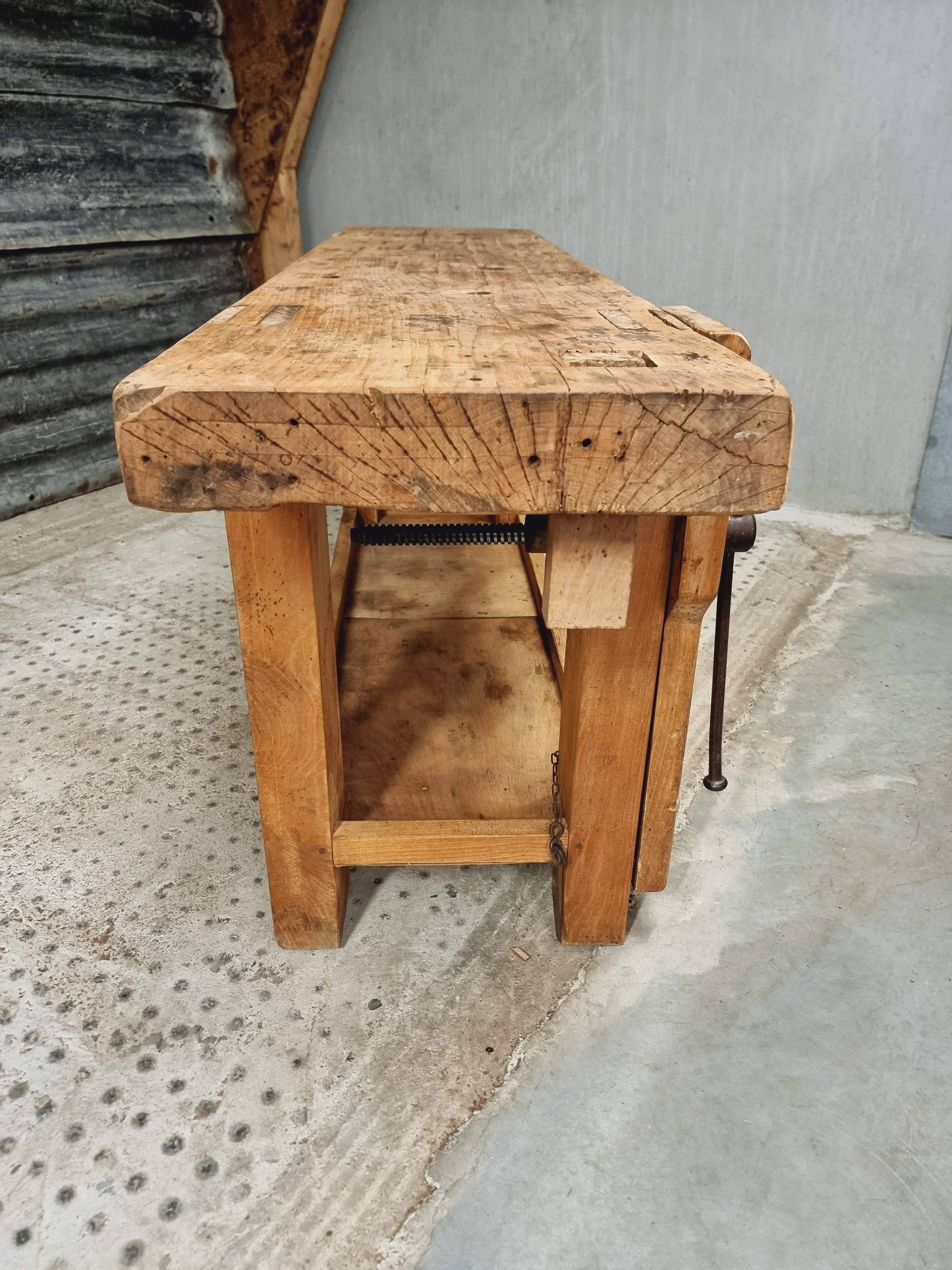 Old workbench side table bathroom furniture 48 x 193 cm