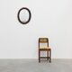 Spanish Brutalist Oval Mirror in Hand-Carved Wood with Brass Studs