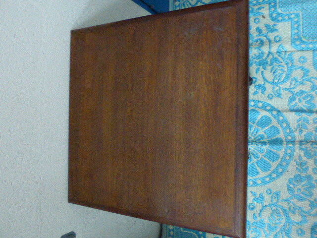 Table Bistro square wooden base metal vintage 1950/60