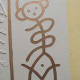 Large oil on canvas painting signed Pey Taryck abstract figures ethnic africa middle east