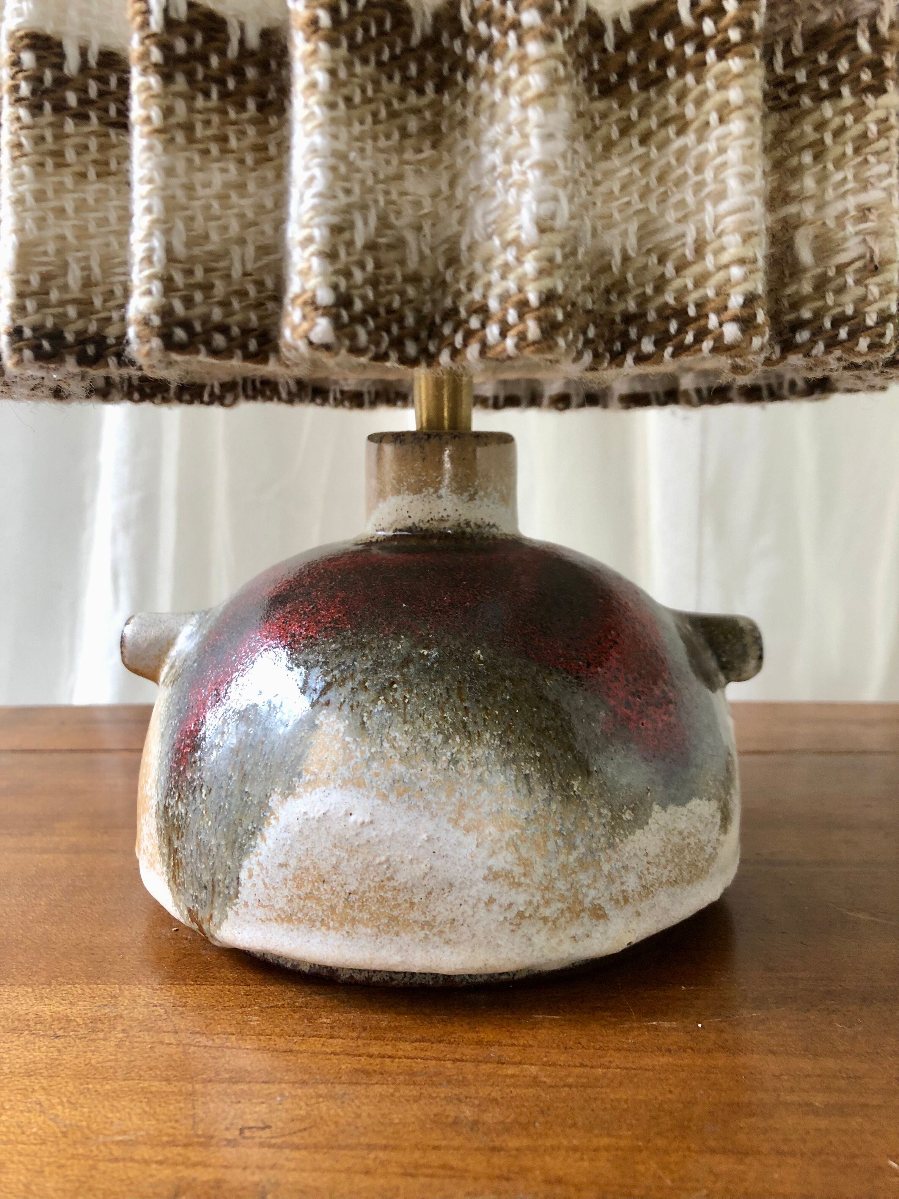 West Germany ceramic lamp and pleated lampshade