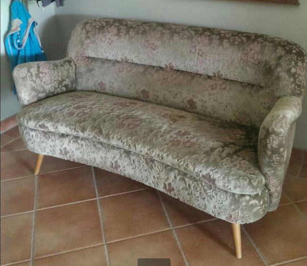 Canapé sofa Haricot vintage années 50/60 rouge