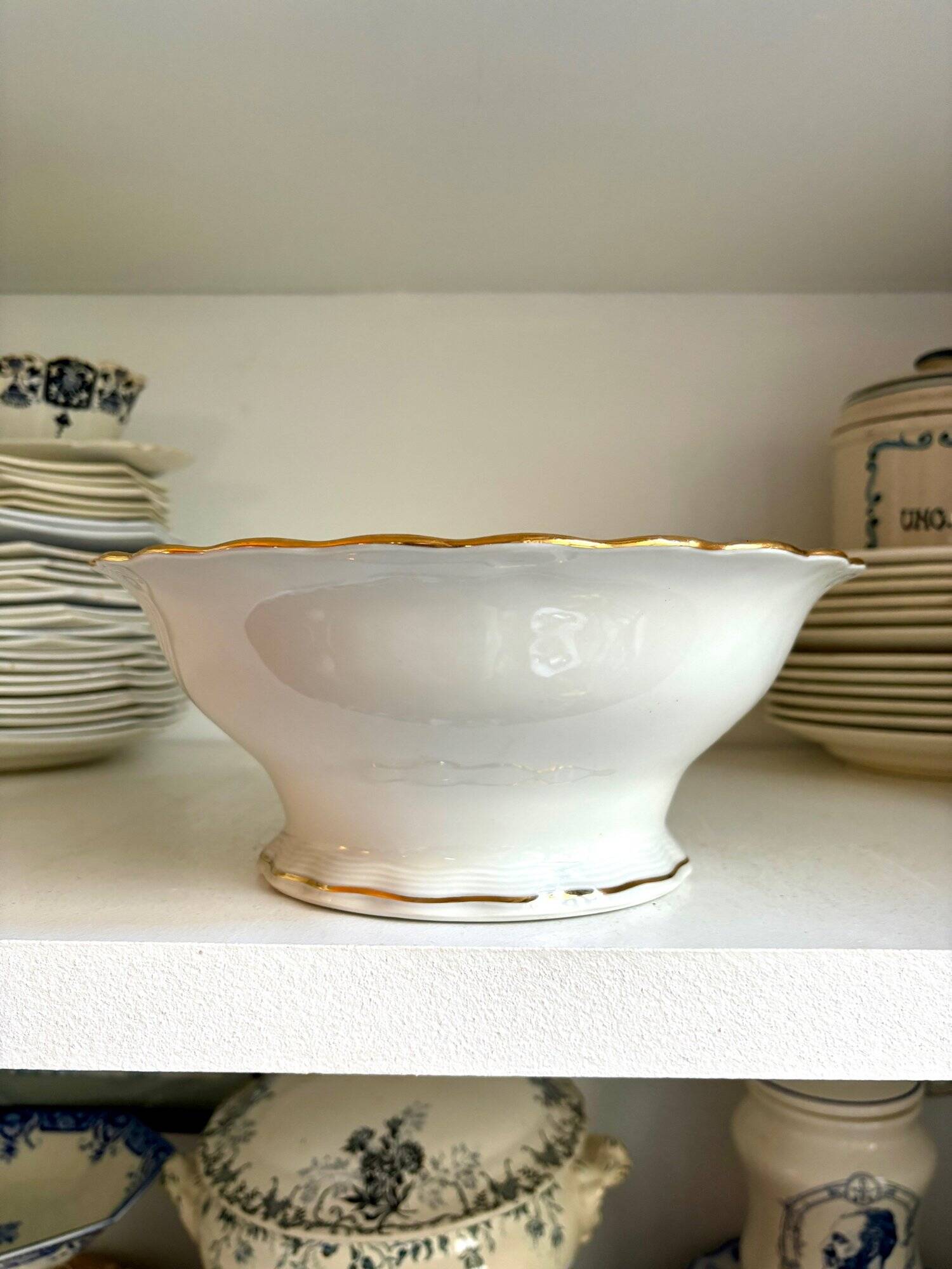 ULIM salad bowl in white and gold Limoges porcelain