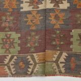 6x13 Rare Size Kilim Rug, Rugged Rug, 180x385Cm Antique Kilim Carpet